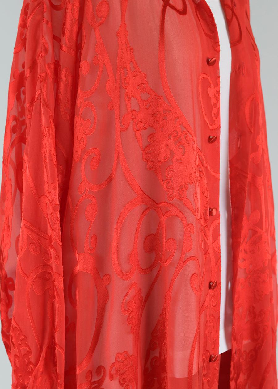 Eskandar Silk Mix Wide Collarlarless Shirt - Very Long With Slits