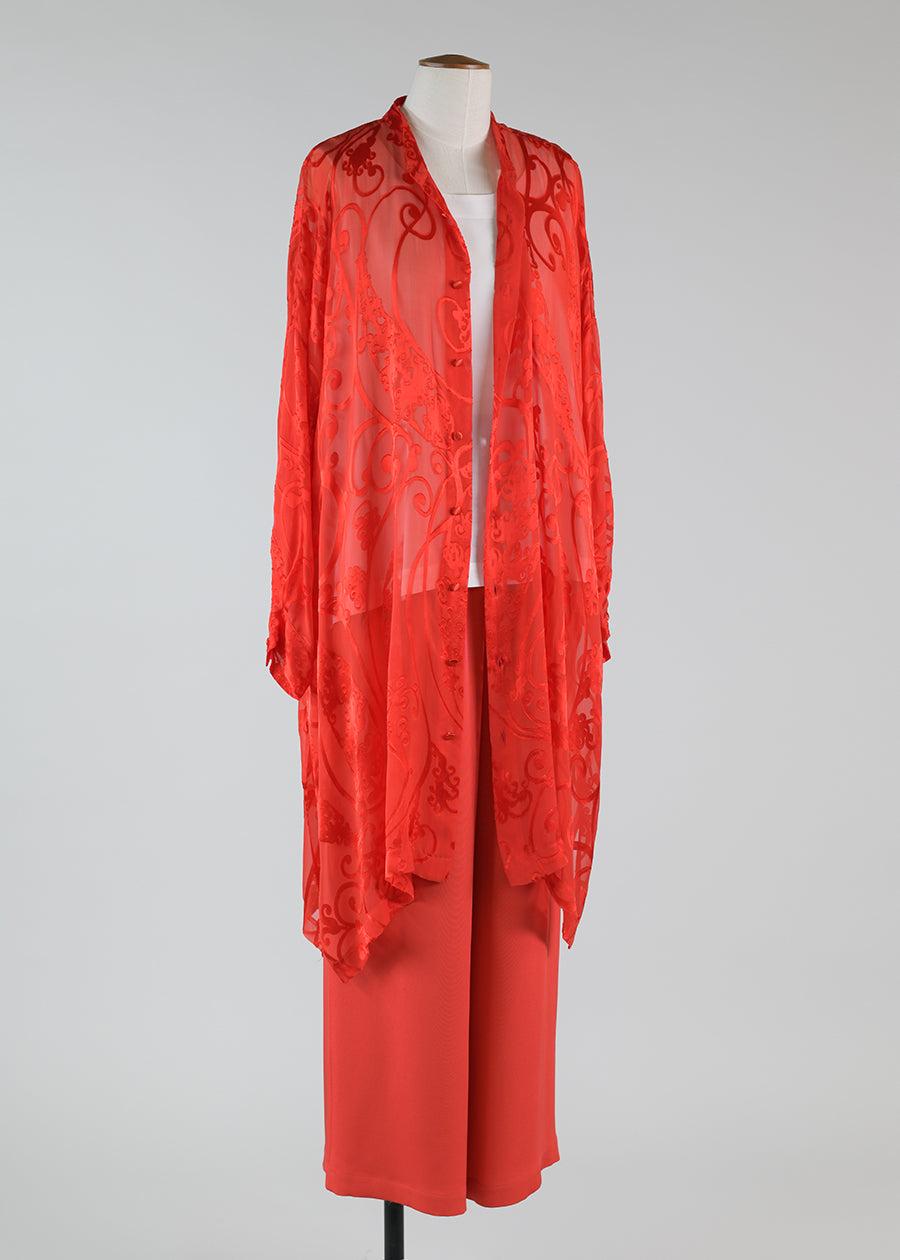 eskandar silk mix wide collarlarless shirt - very long with slits