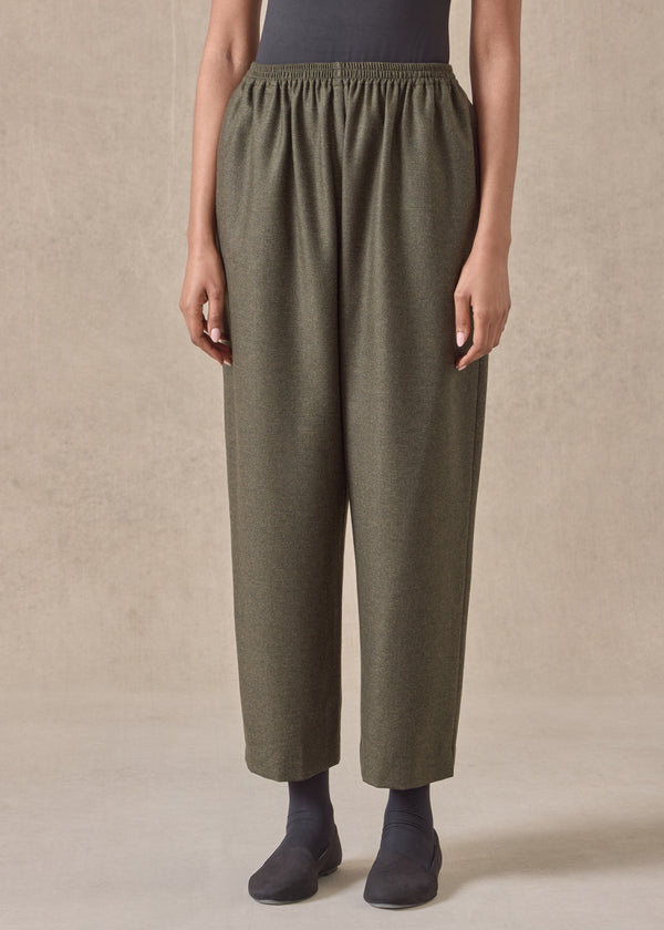 Eskandar Silk Superfine Wool Mix Longer Japanese Trouser With Ankle Slits