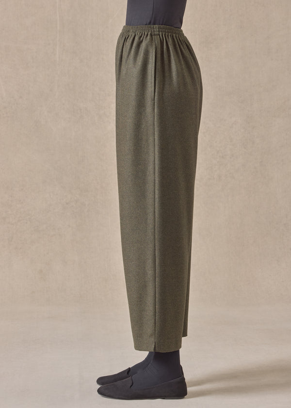 Eskandar Silk Superfine Wool Mix Longer Japanese Trouser With Ankle Slits