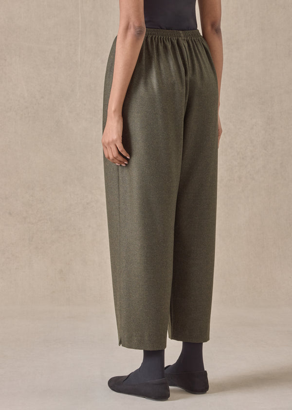 Eskandar Silk Superfine Wool Mix Longer Japanese Trouser With Ankle Slits