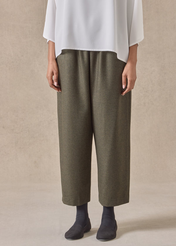 eskandar silk superfine wool mix longer japanese trouser with ankle slits