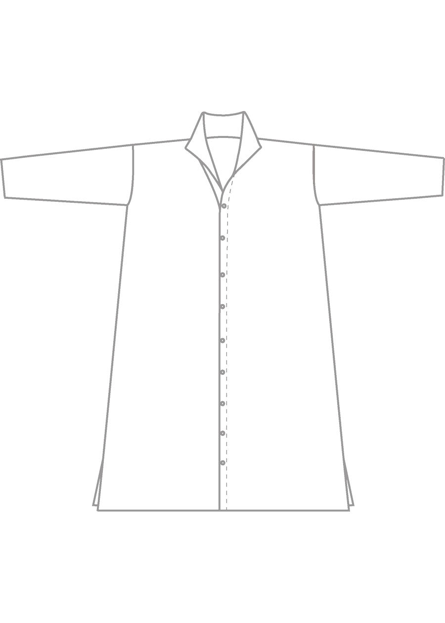 Eskandar Silk Wide A-line Shirt Dress With Open Standup Collar