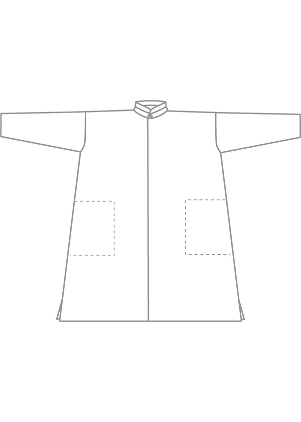 Eskandar Silk Wide A-line Shirt With Double Stand Collar - Very Long With Slits