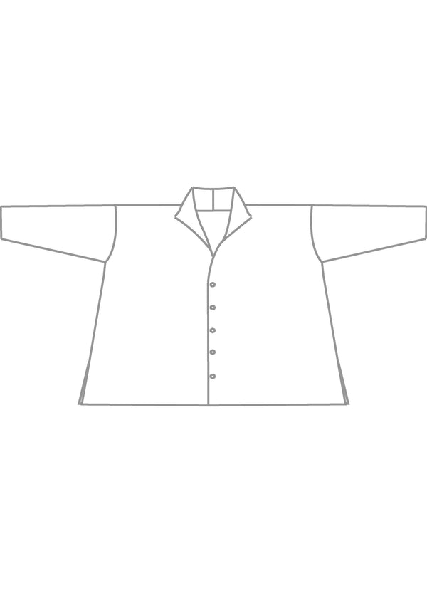 Eskandar Silk Wide A-line Shirt With Open Standup Collar - Mid Plus