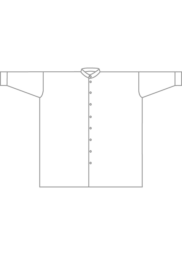 Eskandar Silk Wide Collarless Shirt - Very Long With Slits