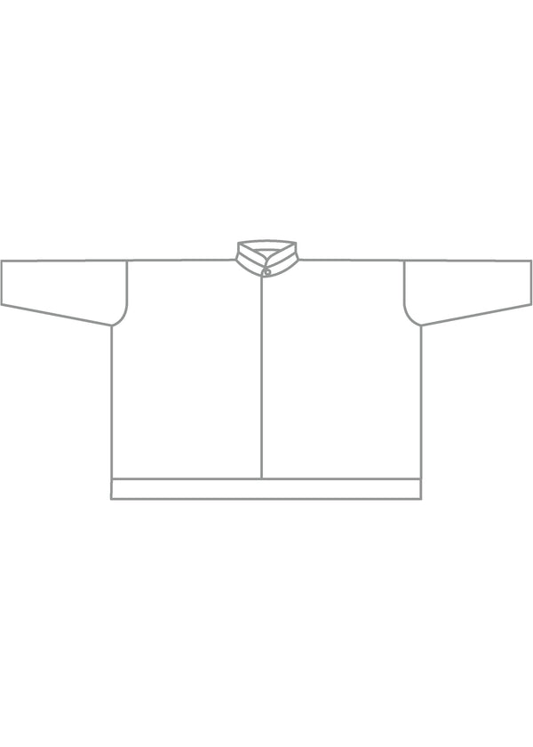 Eskandar Silk Wide Longer Back Double Stand Collar Shirt - Mid Plus