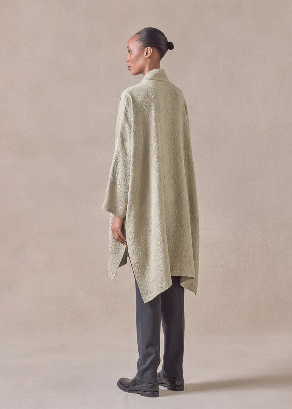 Eskandar Silk Wide Longer Back Double Stand Collar Shirt - Very Long With Slits