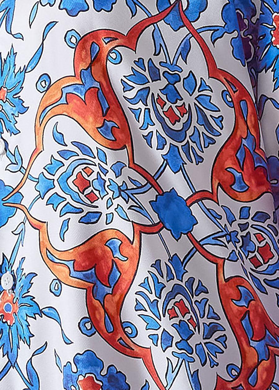 Eskandar Silk Wide Shirt With Collar - Very Long With Slits