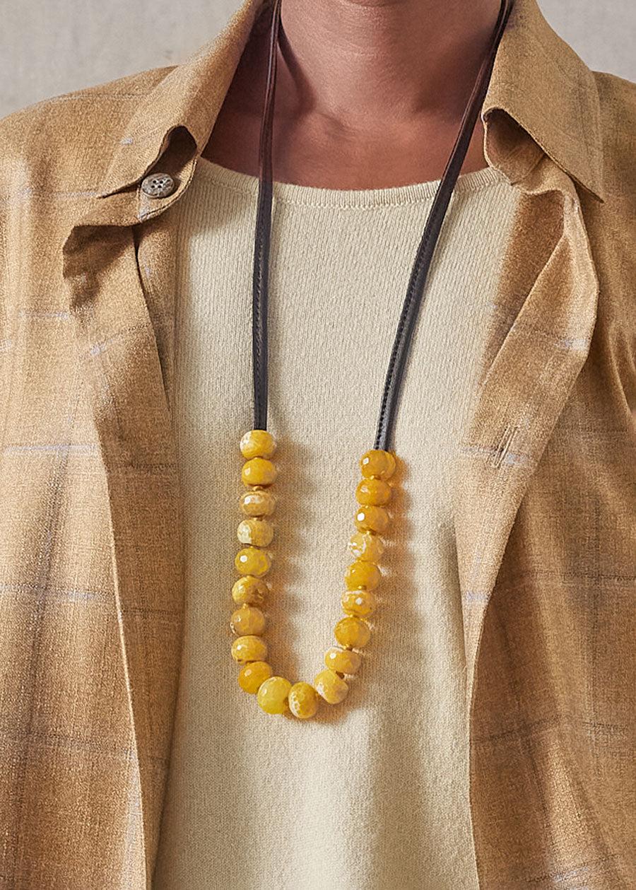 Eskandar Single Strand Necklace Of Semi-precious Gemstones