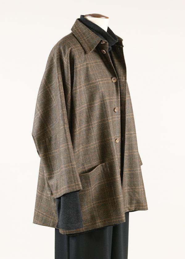 Eskandar Sloped Shldr Jckt W/collar - Long 3/4 Slvs (lined)