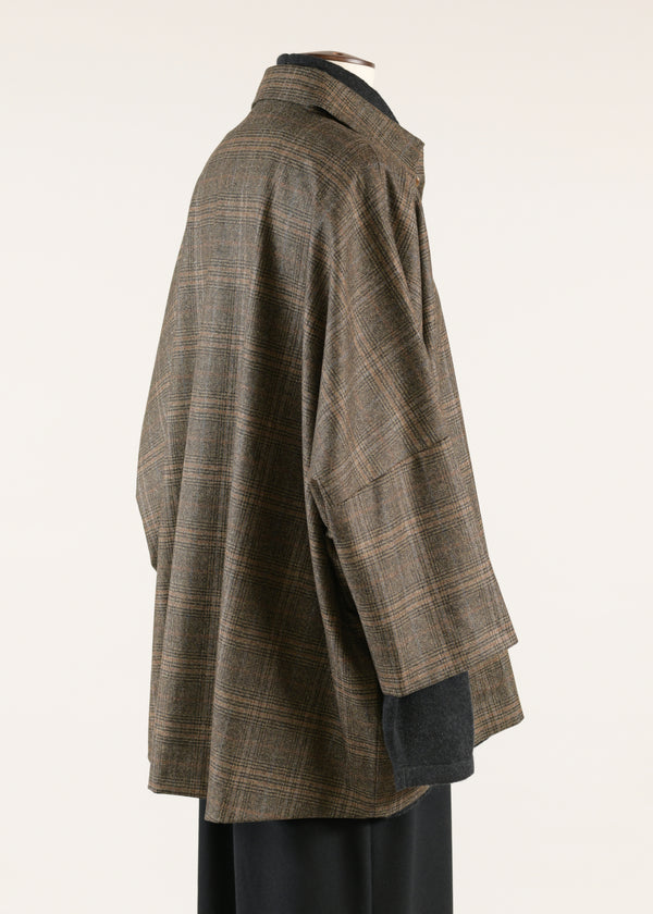 Eskandar Sloped Shldr Jckt W/collar - Long 3/4 Slvs (lined)