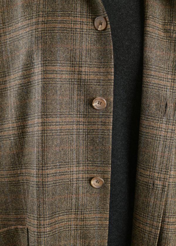 Eskandar Sloped Shldr Jckt W/collar - Long 3/4 Slvs (lined)