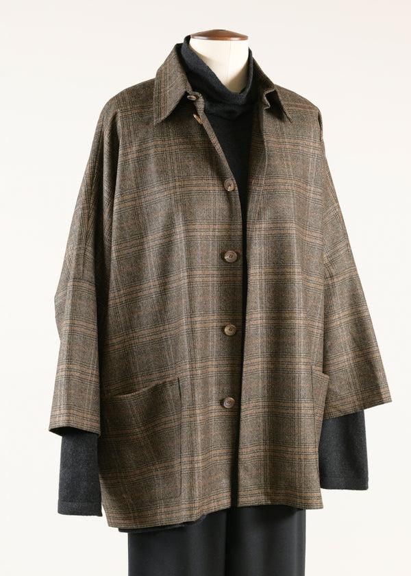 eskandar sloped shldr jckt w/collar - long 3/4 slvs (lined)