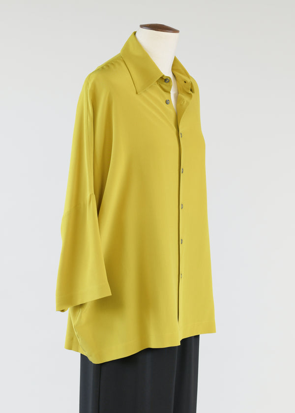 Eskandar Sloped Shoulder Shirt W/collar-long (3/4 Sleeves)