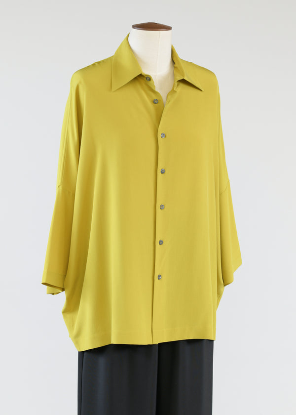 eskandar sloped shoulder shirt w/collar-long (3/4 sleeves)