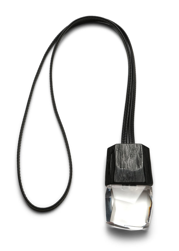 eskandar two part rough cut acrylic and wood pendant