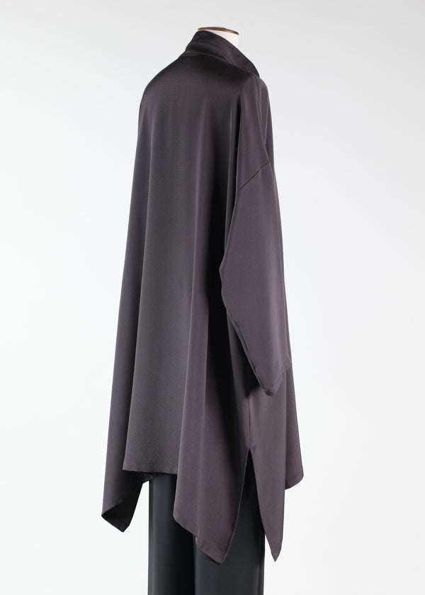 Eskandar Wide A-line Double Stand Collar Shirt - Very Long With Slits