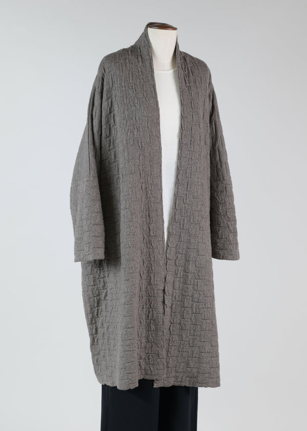 Eskandar Wide Scrunch Shawl Collar Cardigan - 3/4 Length
