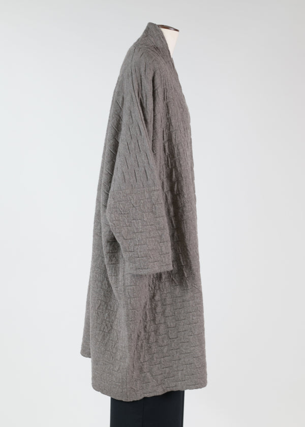 Eskandar Wide Scrunch Shawl Collar Cardigan - 3/4 Length