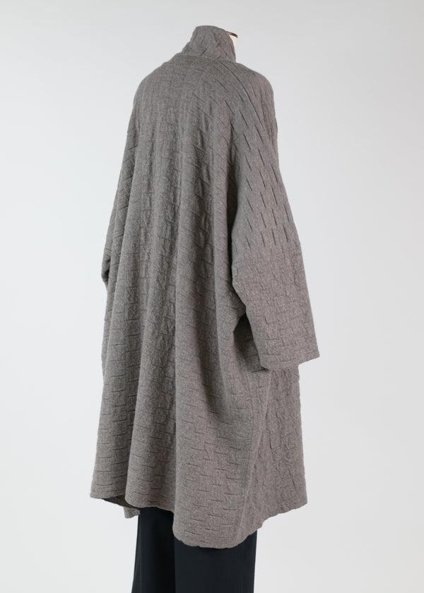 Eskandar Wide Scrunch Shawl Collar Cardigan - 3/4 Length