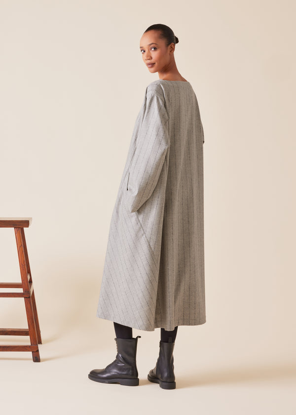 Eskandar Wool Cashmere Mix Caucasus Scoop Neck Dress