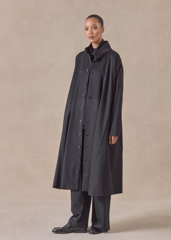 Eskandar Wool Cashmere Mix High Neck Caucasus Coat - Full Length