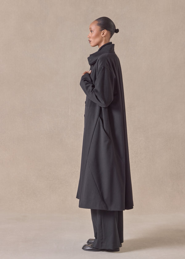 Eskandar Wool Cashmere Mix High Neck Caucasus Coat - Full Length