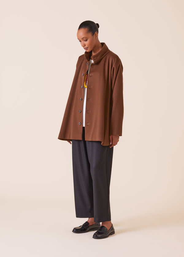 Eskandar Wool Cashmere Mix High Neck Caucasus Coat - Long