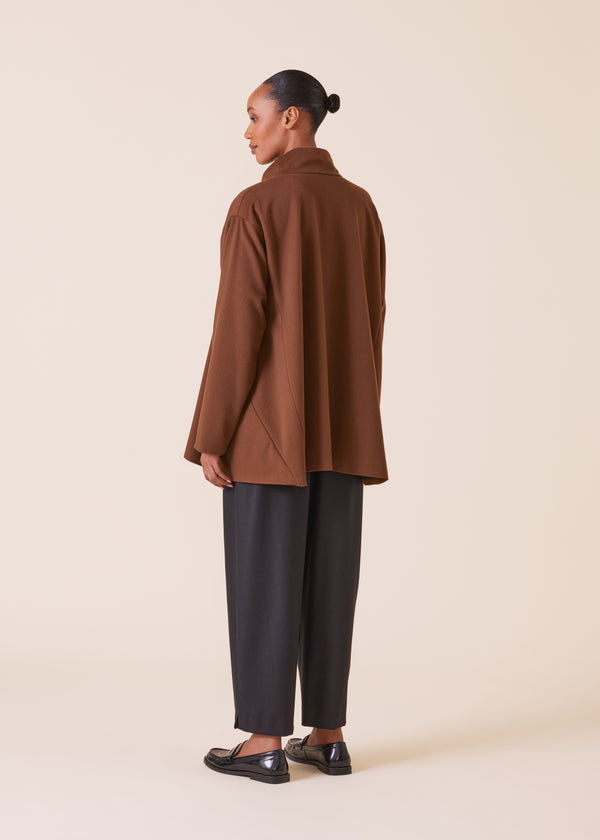 Eskandar Wool Cashmere Mix High Neck Caucasus Coat - Long
