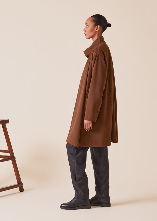 Eskandar Wool Cashmere Mix High Neck Caucasus Coat - Very Long