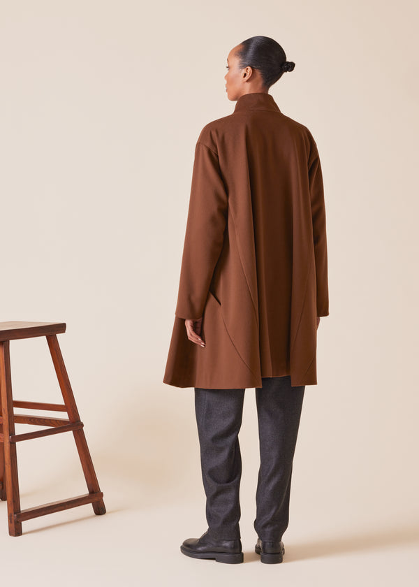 Eskandar Wool Cashmere Mix High Neck Caucasus Coat - Very Long