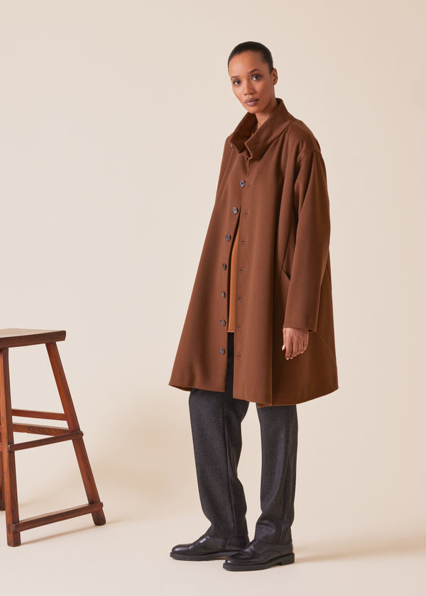eskandar wool cashmere mix high neck caucasus coat - very long