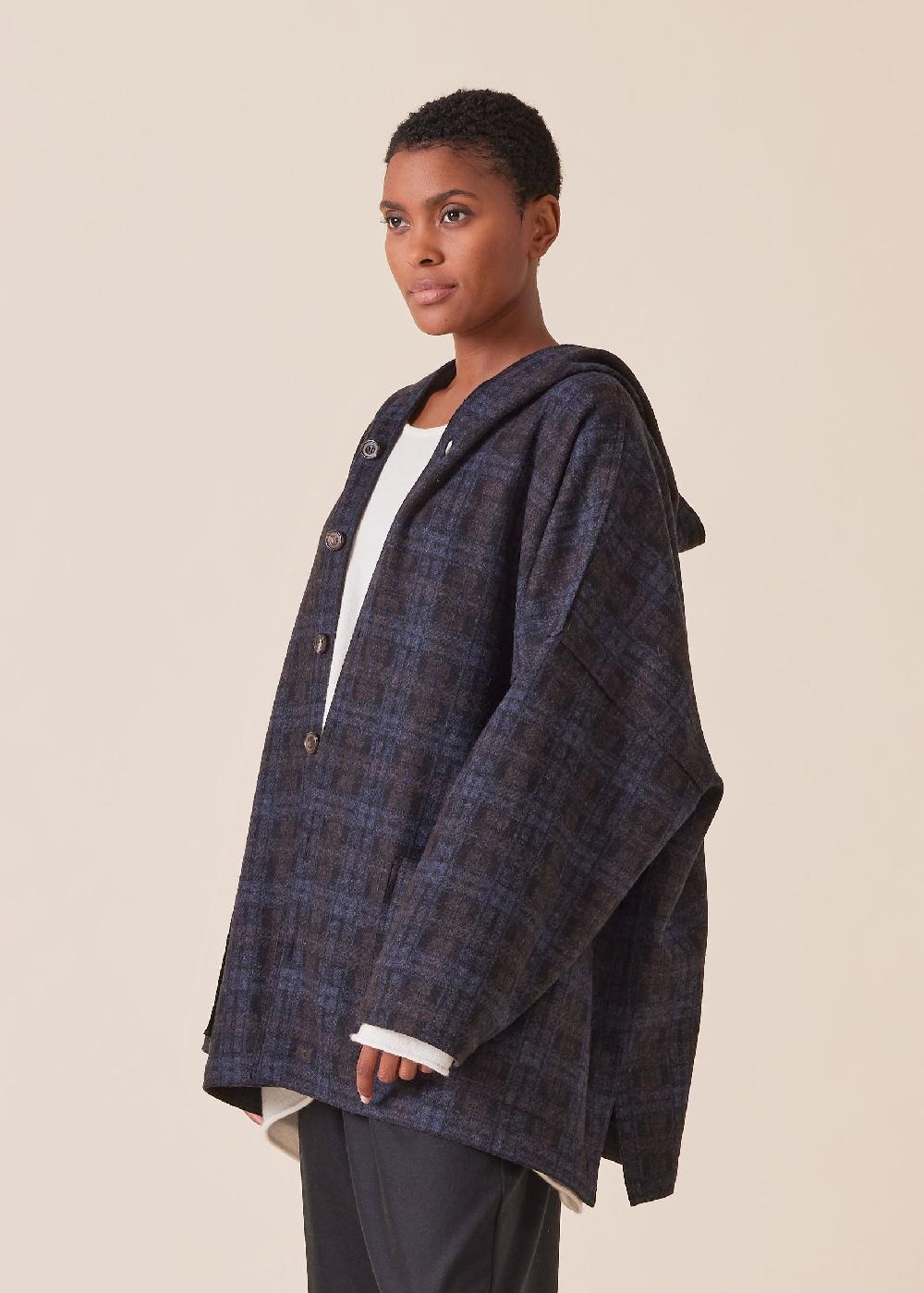 Eskandar Wool Cashmere Mix Hooded Coat With Raw Edges - Long