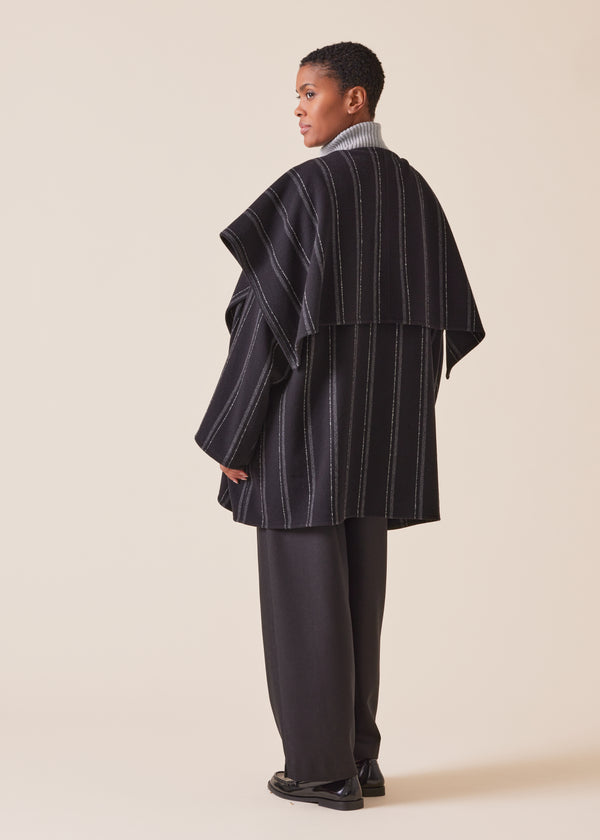 Eskandar Wool Cashmere Mix Jacket Coat With Blanket Drape - Long Plus