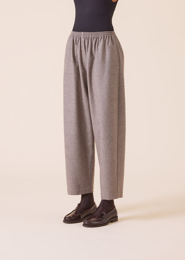 Eskandar Wool Cashmere Mix Longer Japanese Trouser With Ankle Slits