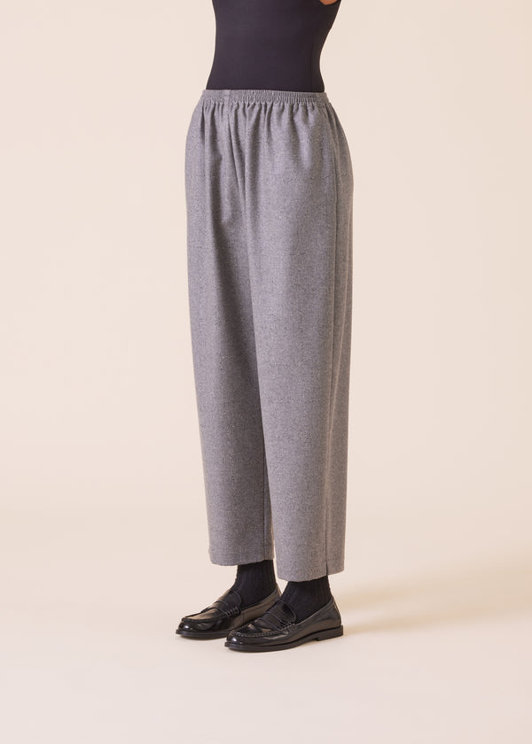 eskandar wool cashmere mix longer japanese trouser with ankle slits