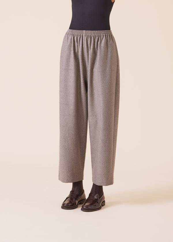 eskandar wool cashmere mix longer japanese trouser with ankle slits