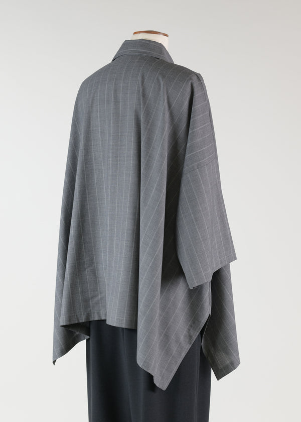 Eskandar Wool Dps Short Sleeve Shirt With Collar - Mid Plus