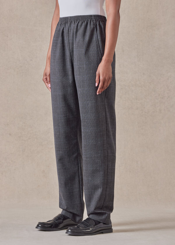 Eskandar Wool Linen Side Insert Tapered Regular Trouser