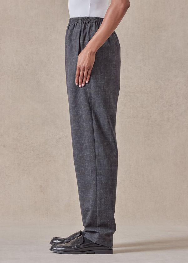 Eskandar Wool Linen Side Insert Tapered Regular Trouser