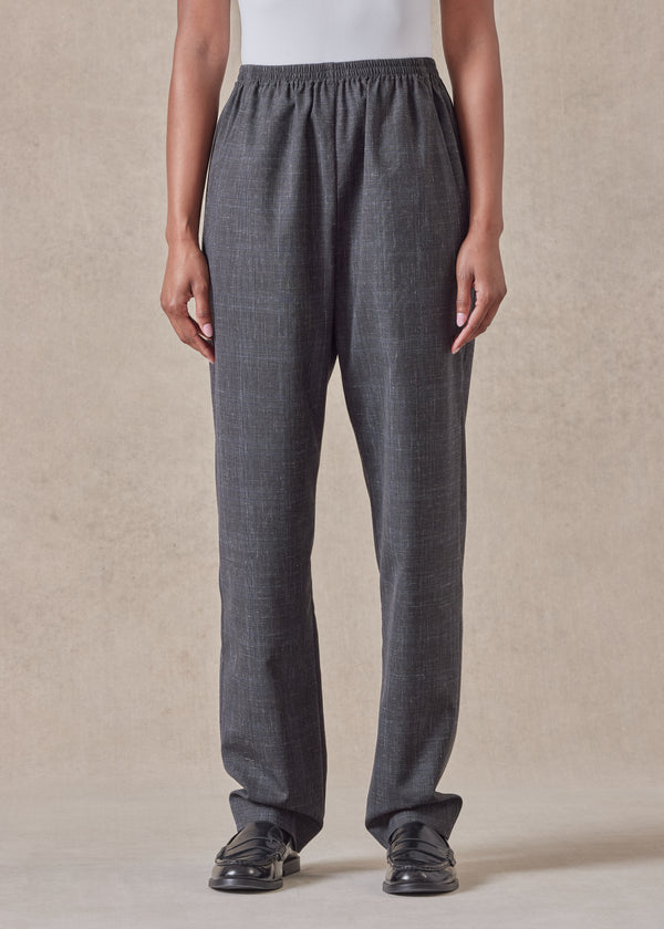 eskandar wool linen side insert tapered regular trouser