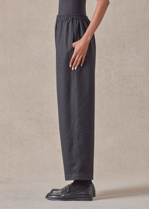 Eskandar Wool Longer Japanese Trouser With Ankle Slits