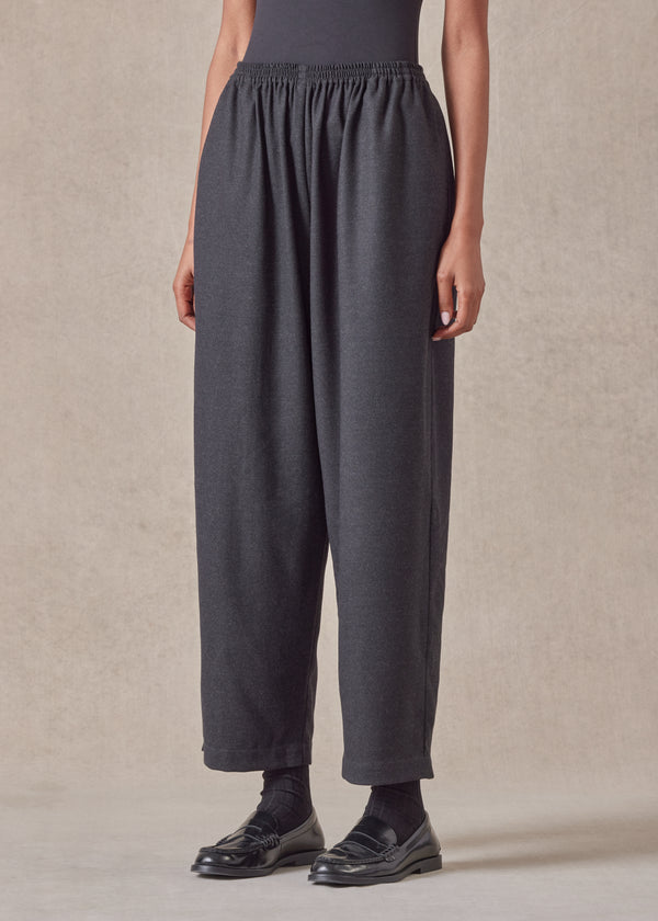eskandar wool longer japanese trouser with ankle slits