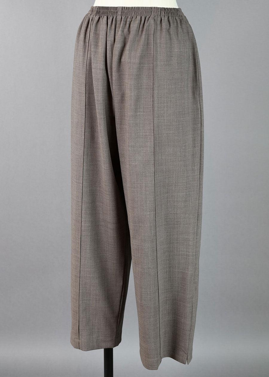 eskandar wool longer japanese trousers with front seam stitch detail