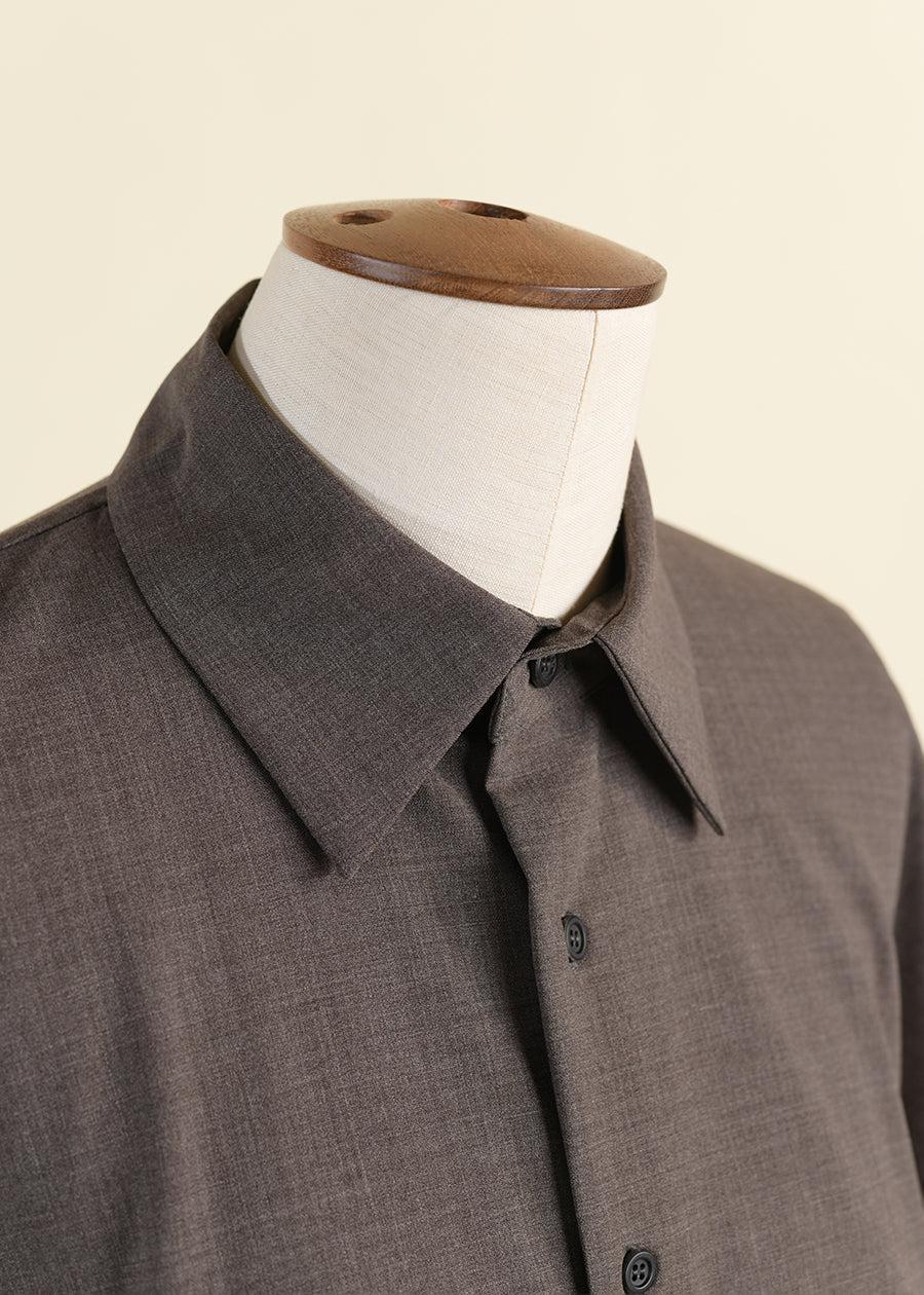 Eskandar Wool Short Sleeve Shirt With Collar - Mid Plus