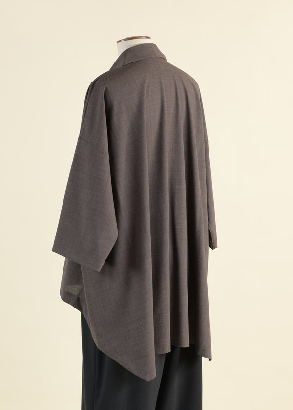 Eskandar Wool Short Sleeve Shirt With Collar - Mid Plus