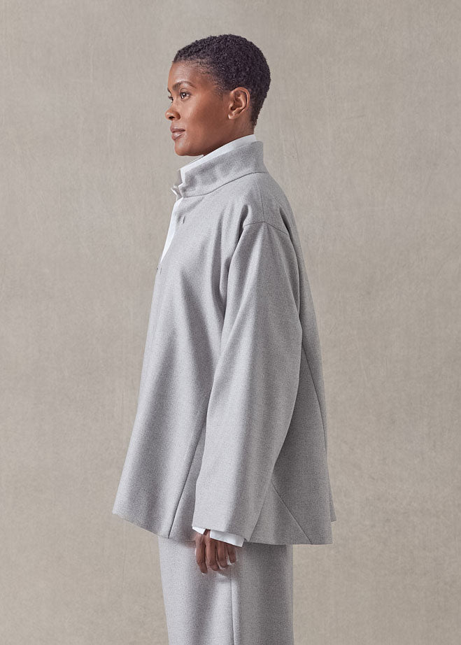 Eskandar Wool Silk Caucasus Jacket With Notch Collar - Mid Plus