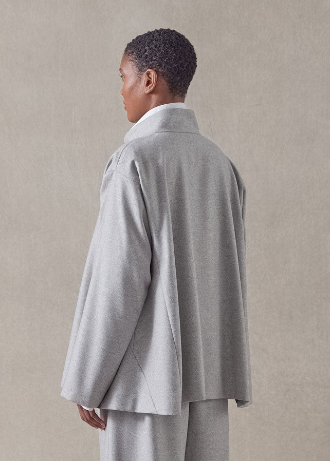 Eskandar Wool Silk Caucasus Jacket With Notch Collar - Mid Plus