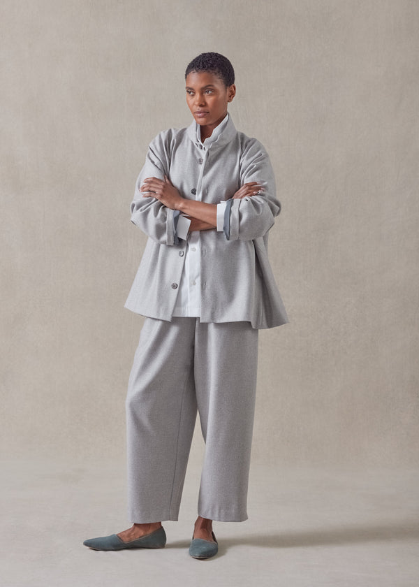 eskandar wool silk caucasus jacket with notch collar - mid plus